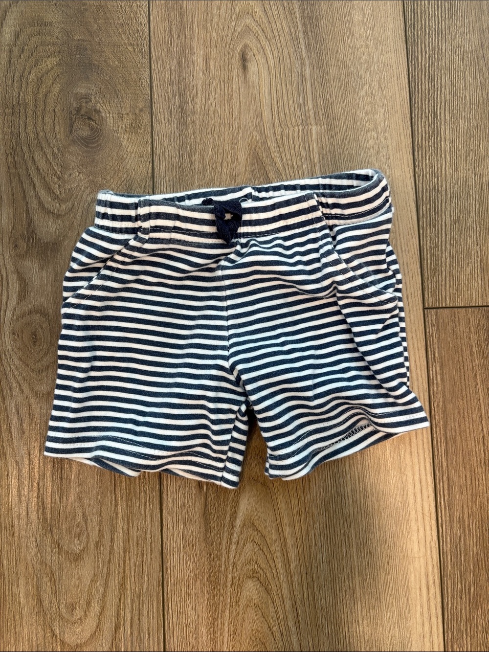 Kids Navy and White Striped Pull-On Shorts